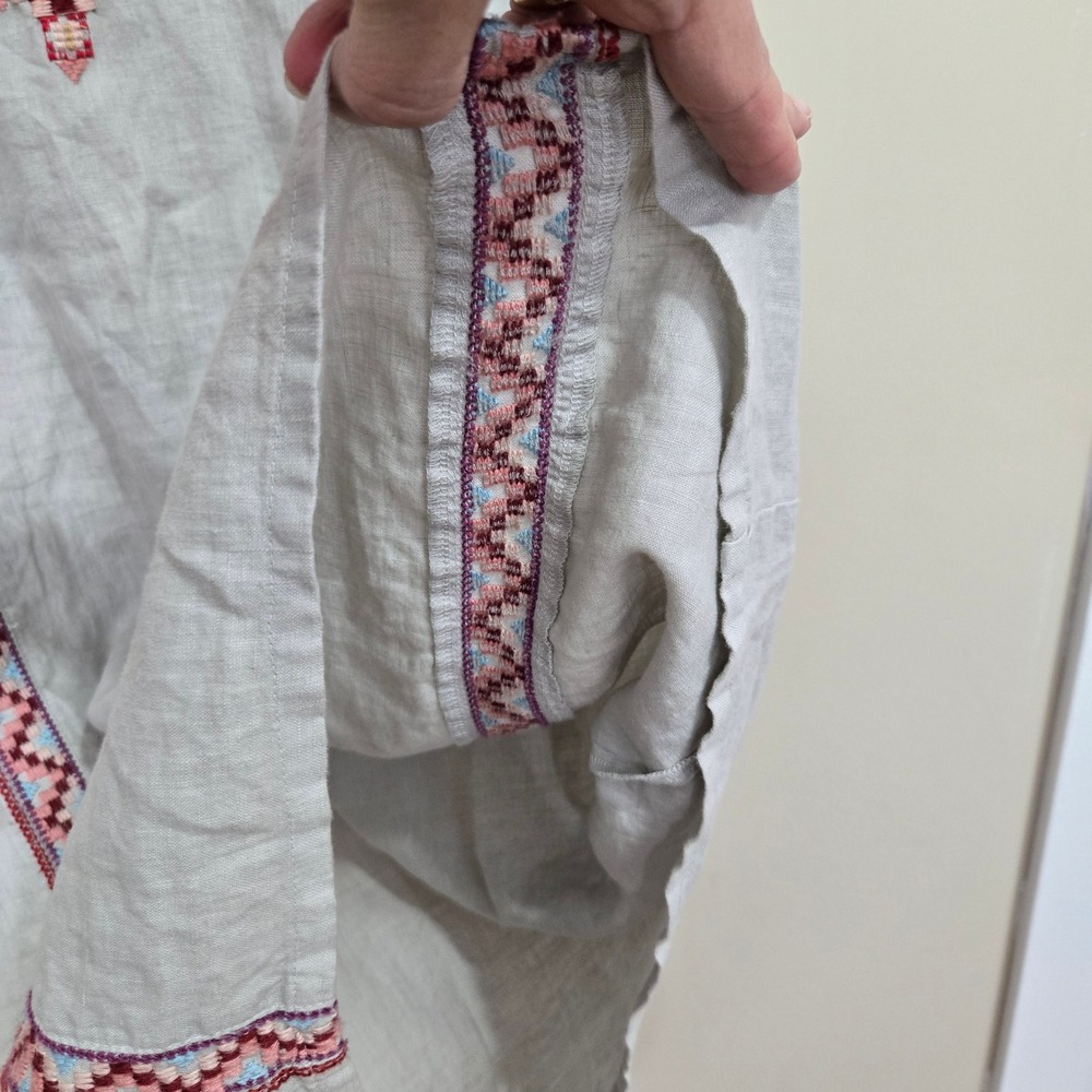 Johnny Was Linen Embroidered Shift Dress M J35419-3 Boho Festival Aztec Tribal - Picture 8 of 10